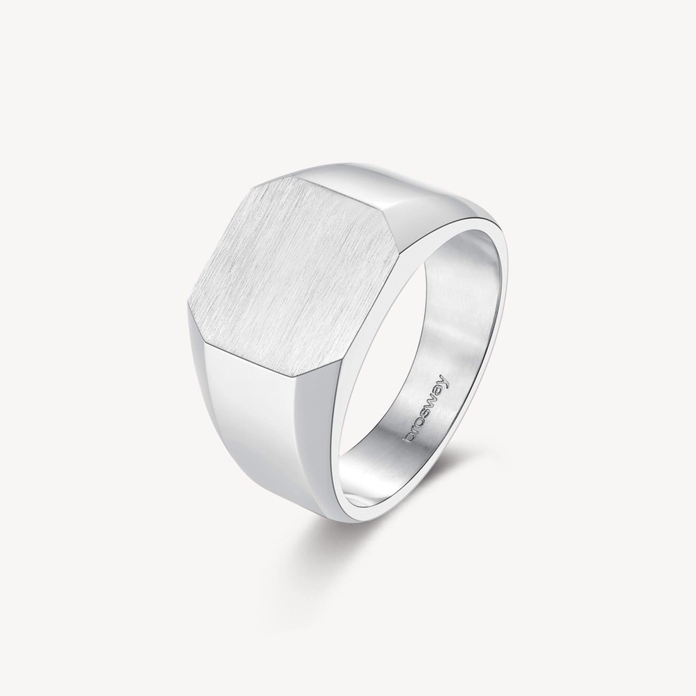 Men's Silver Hexagonal Ring
